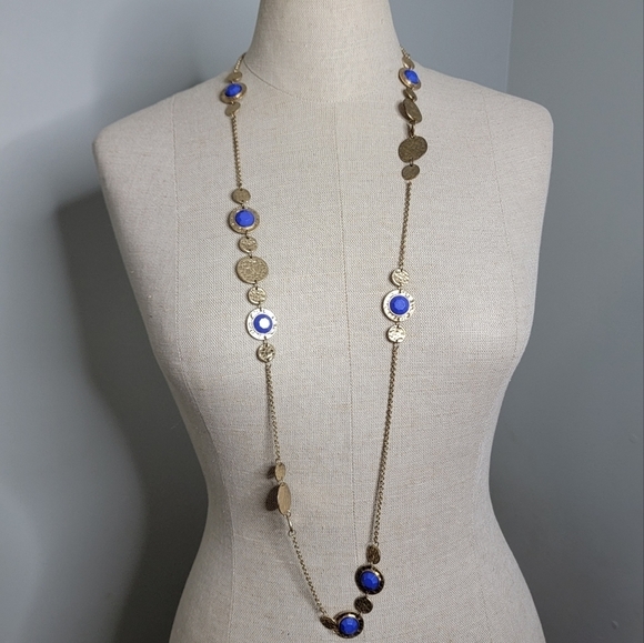 Vintage Gold and Navy Necklace - Picture 4 of 8